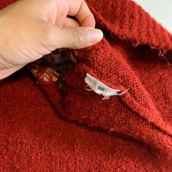 Abercrombie & Fitch Sweater Womens S Small Cardinal Fair Isle Mock Neck Acrylic - Picture 9 of 11